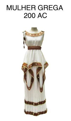 Modelo de roupa grega. Foto Museu da Moda Modelo de roupa grega