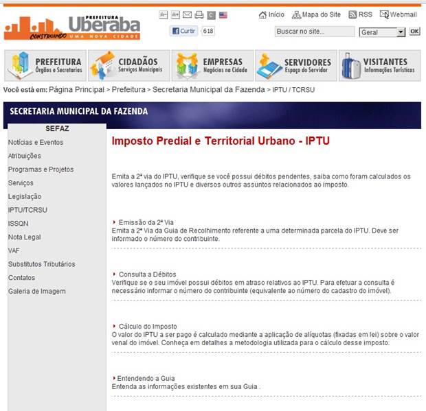 Iptu da prefeitura de Uberaba Iptu da prefeitura de Uberaba