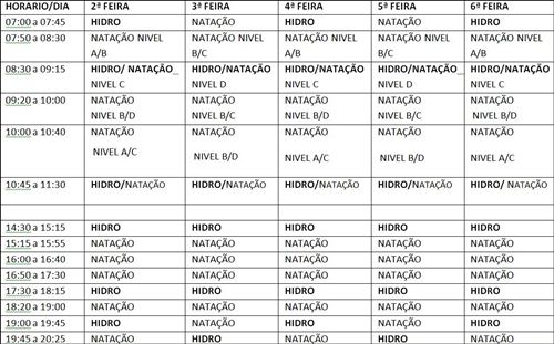 RBA Academia Quadro de Horários RBA Academia Quadro de Horários